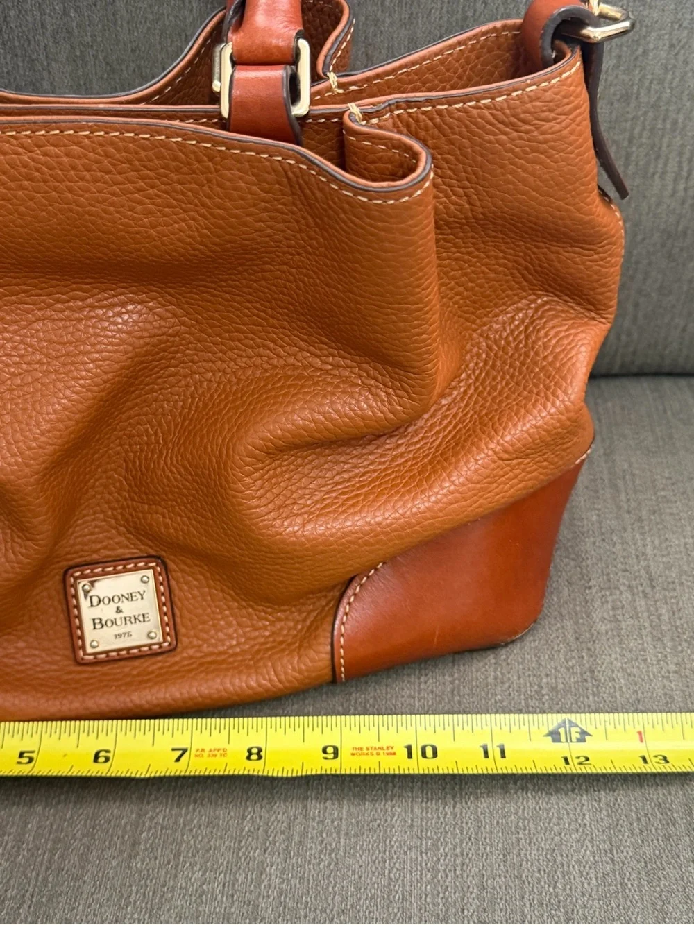 Dooney & Bourke Brenna Caramel Pebble Grain Leather Satchel Shoulder Bag